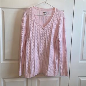 Light pink cable knit sweater, V neck